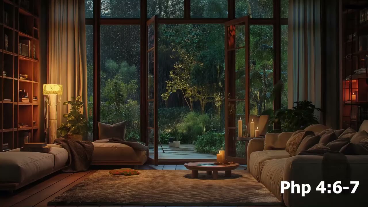 Cozy Living Room with Rain Breeze 🌧️ Open Patio Doors • Relaxing Ambience for Focus, Rest & Peace