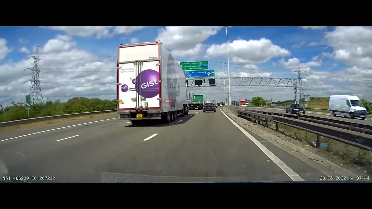 UK Motorways - A2 onto M25 Dartford Tunnel onto J28 A12