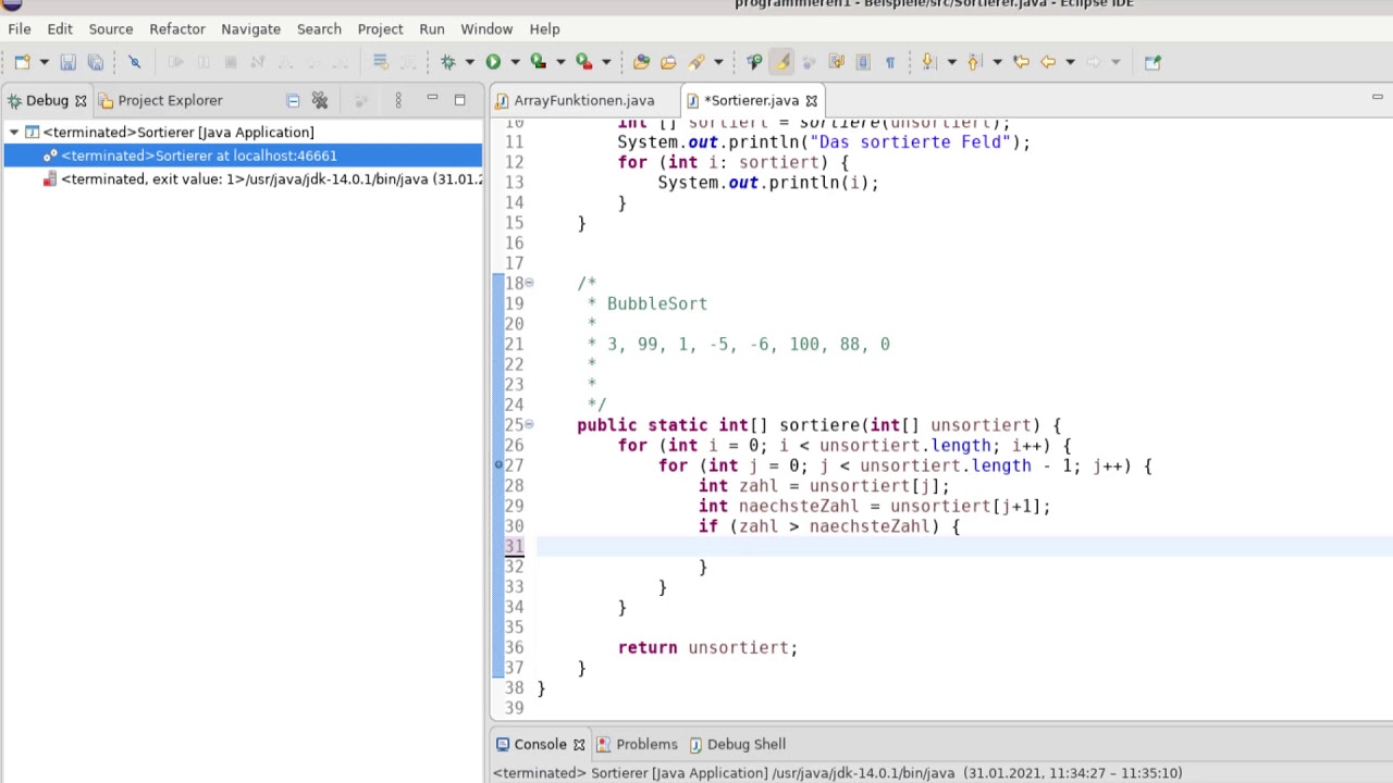 BubbleSort in Java