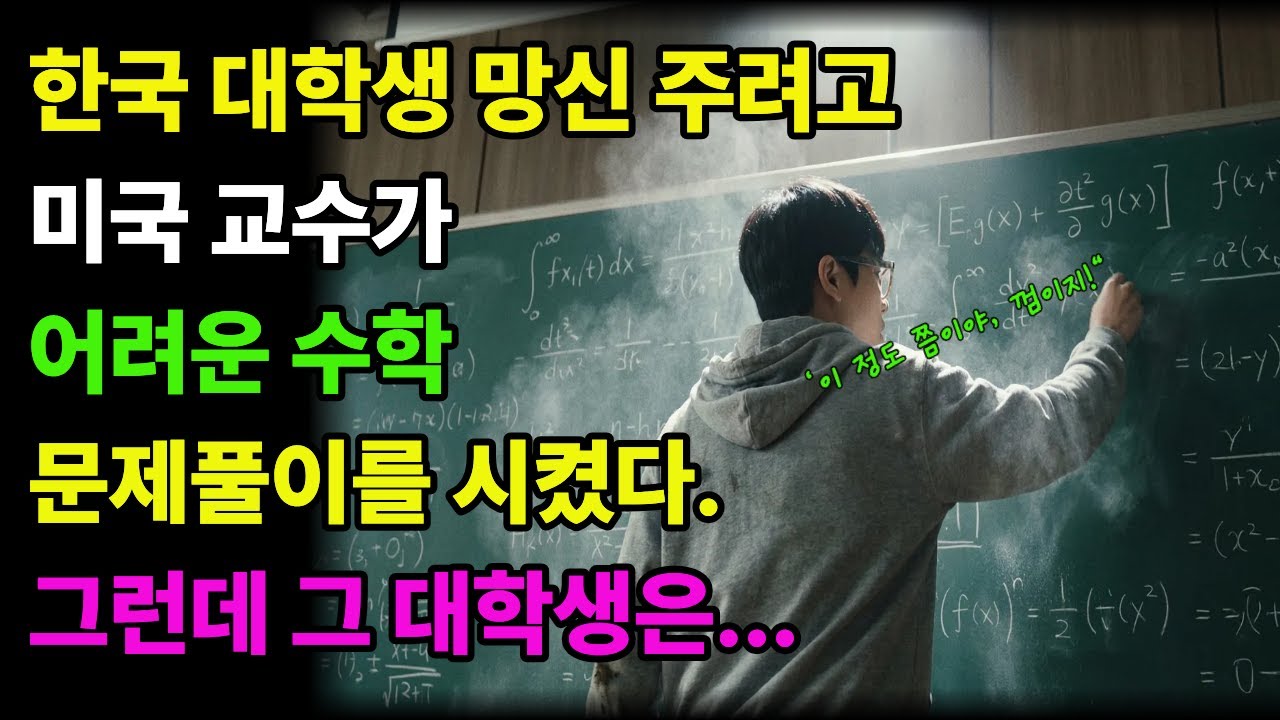 한국 대학생 망신 주려고 미국 교수가 어려운 수학 문제풀이를 시켰다.  그런데 그 대학생은... ㅣ시니어사연 ㅣ인생사연 ㅣ감동사연 ㅣ해외사연 ㅣ오디오북