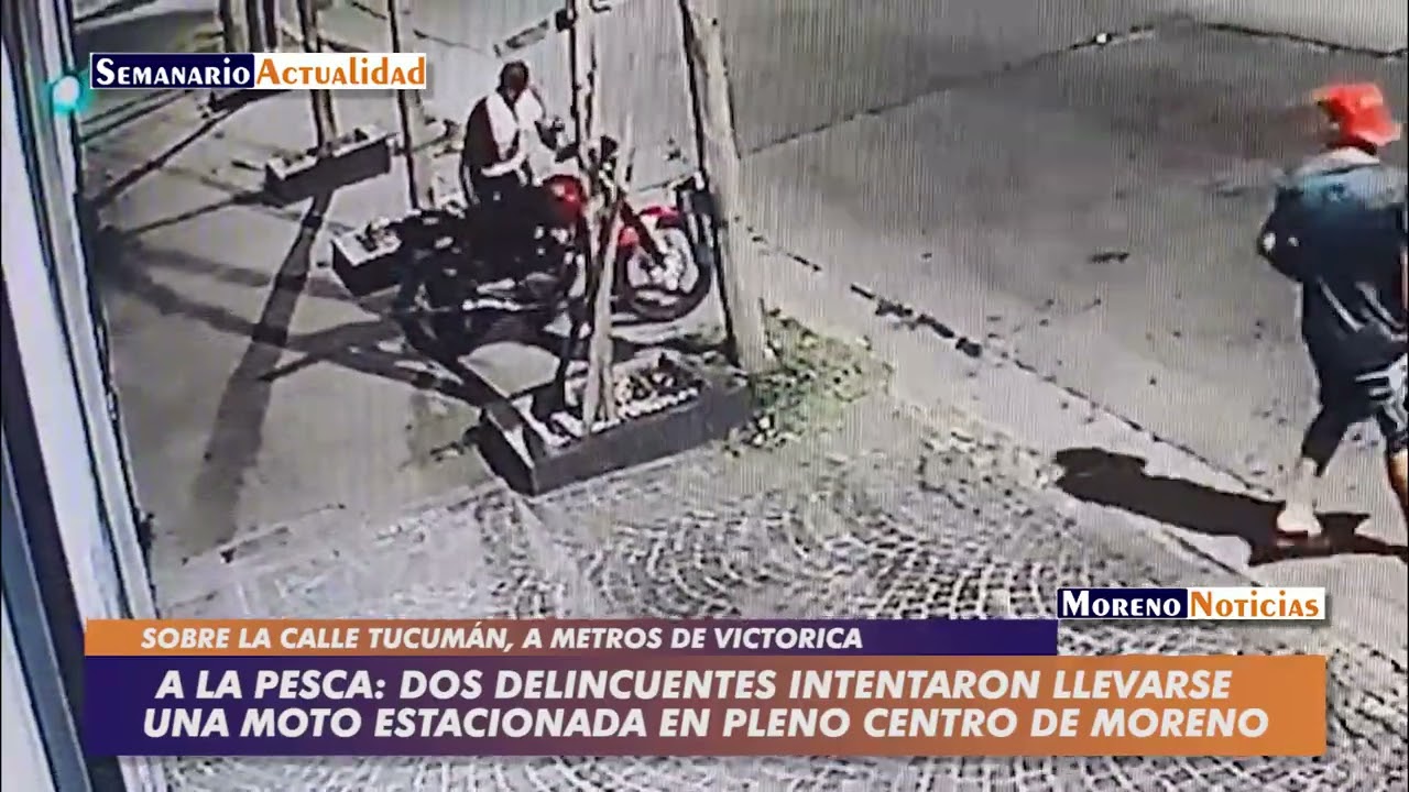 A la pesca: Dos delincuentes intentaron llevarse  una moto estacionada en pleno centro de Moreno