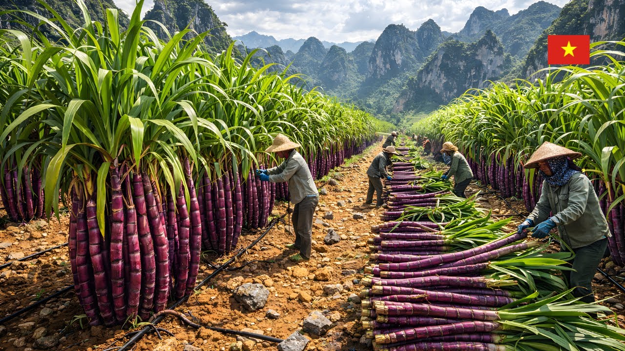 How Vietnamese Farmers Grow Sugarcane on Steep Rocky Mountains Full Process