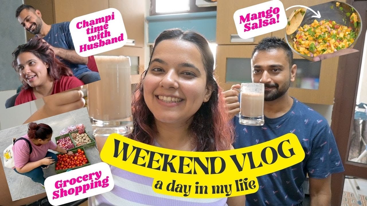 WEEKEND VLOG: Workout Sessions, Grocery Shopping, Mango Salsa, Champi Time, Momos, & more!