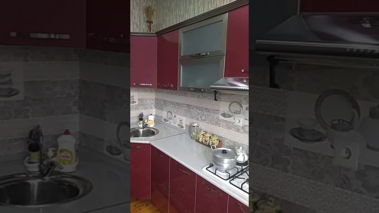 Бордовая угловая кухня Metbex mebeli zogali mebel