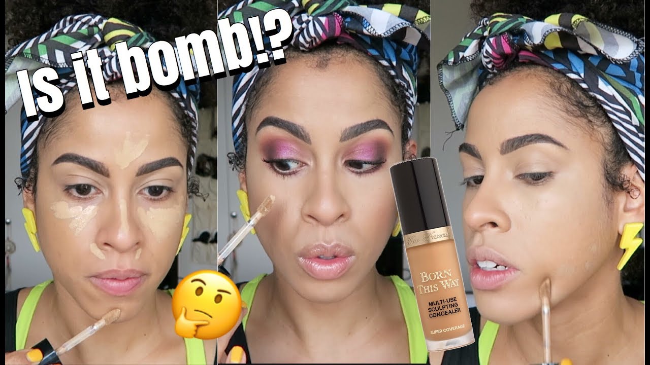 TOO FACED BORN THIS WAY SUPER COVERAGE CONCEALER | DEMO, SWATCHES, + WEAR TEST | kinkysweat