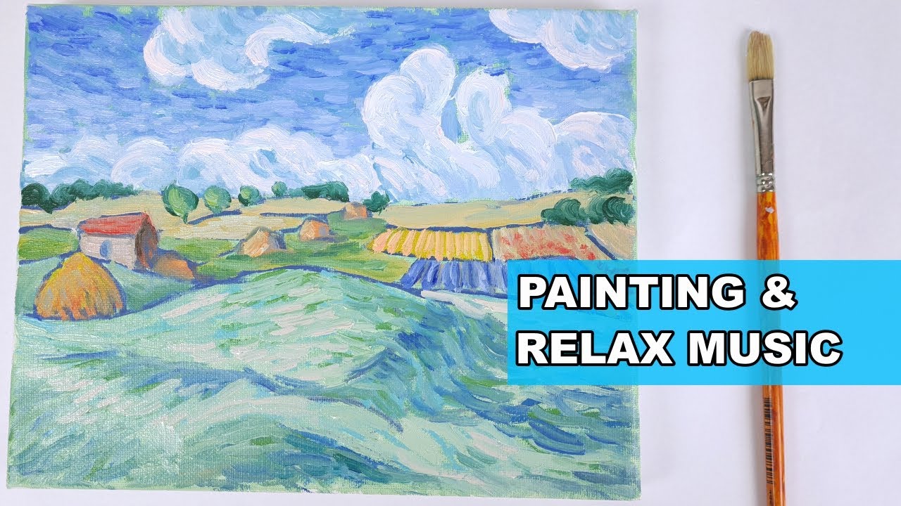 Easy Impressionist Landscape In Van Gogh Style | My Art Therapy | Painting With Music