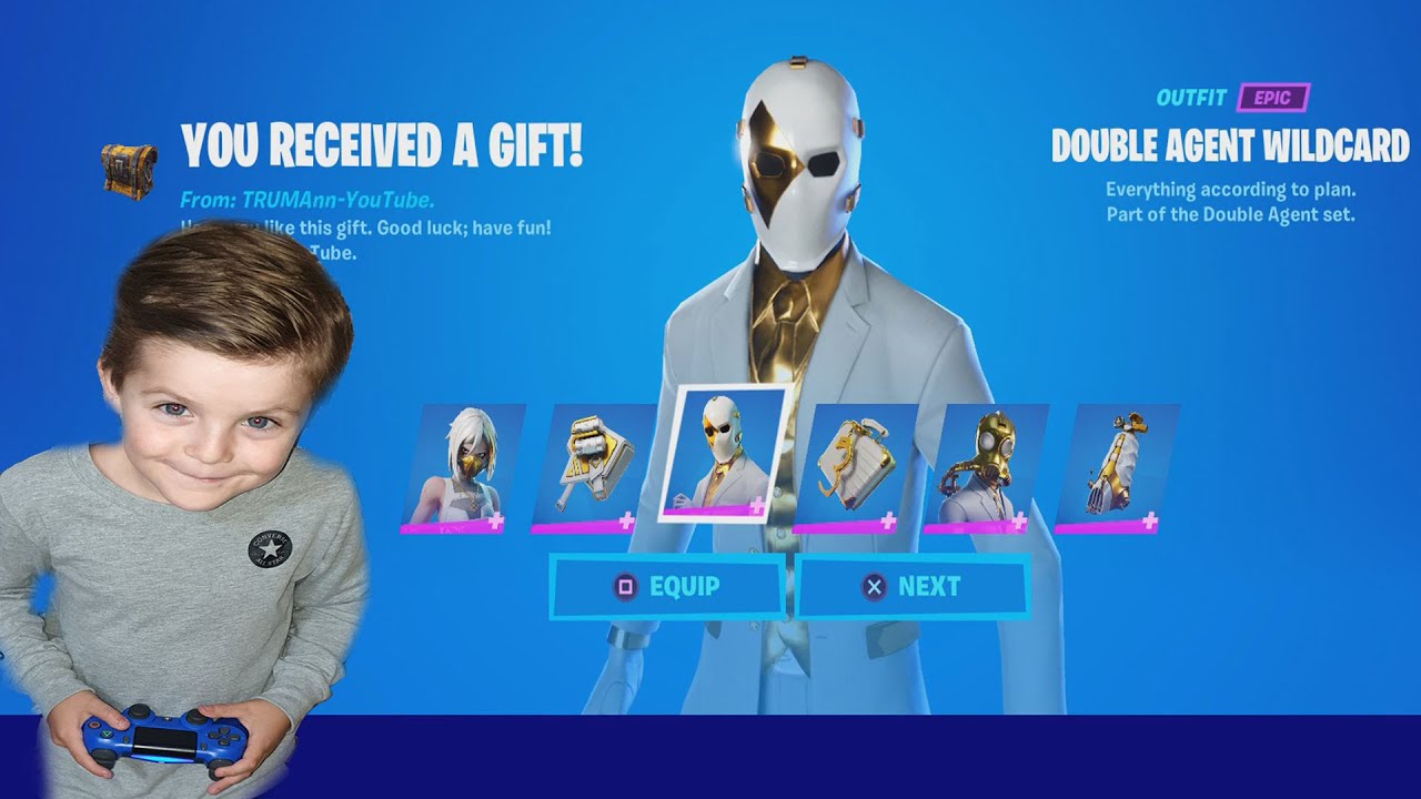 TRUMAnn Giving His 6 Year Old Kid NEW DOUBLE AGENT Pack, SHADOW Bundle & DARKHEART Fortnite Bundle!!