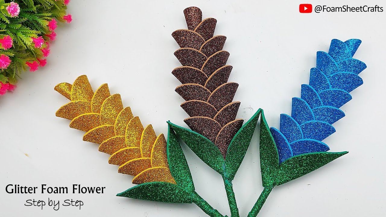 Glitter Foam Sheet Crafts Idea | Glitter Foam Lavender Flower |  DIY Home Decorations Idea