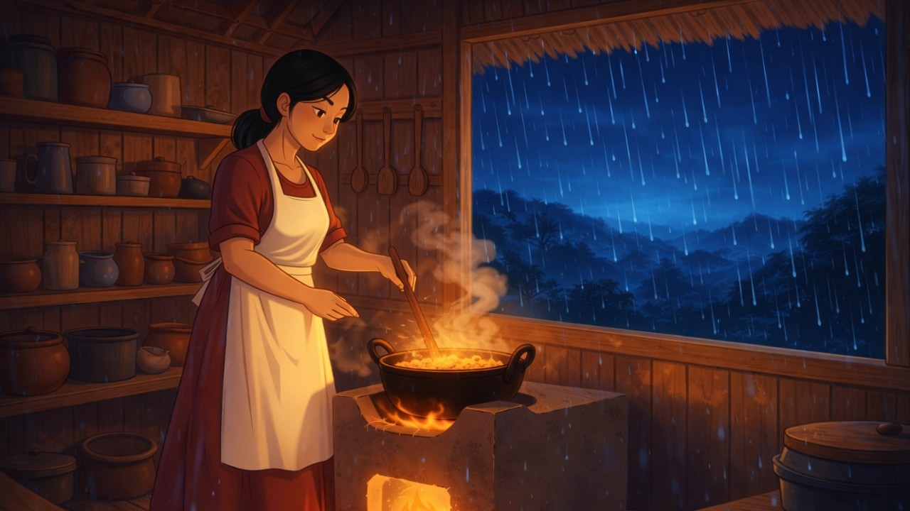 Cooking Chicken Adobo in a Bamboo Hut During a Typhoon | Philippines Province Life Rain Sounds ASMR