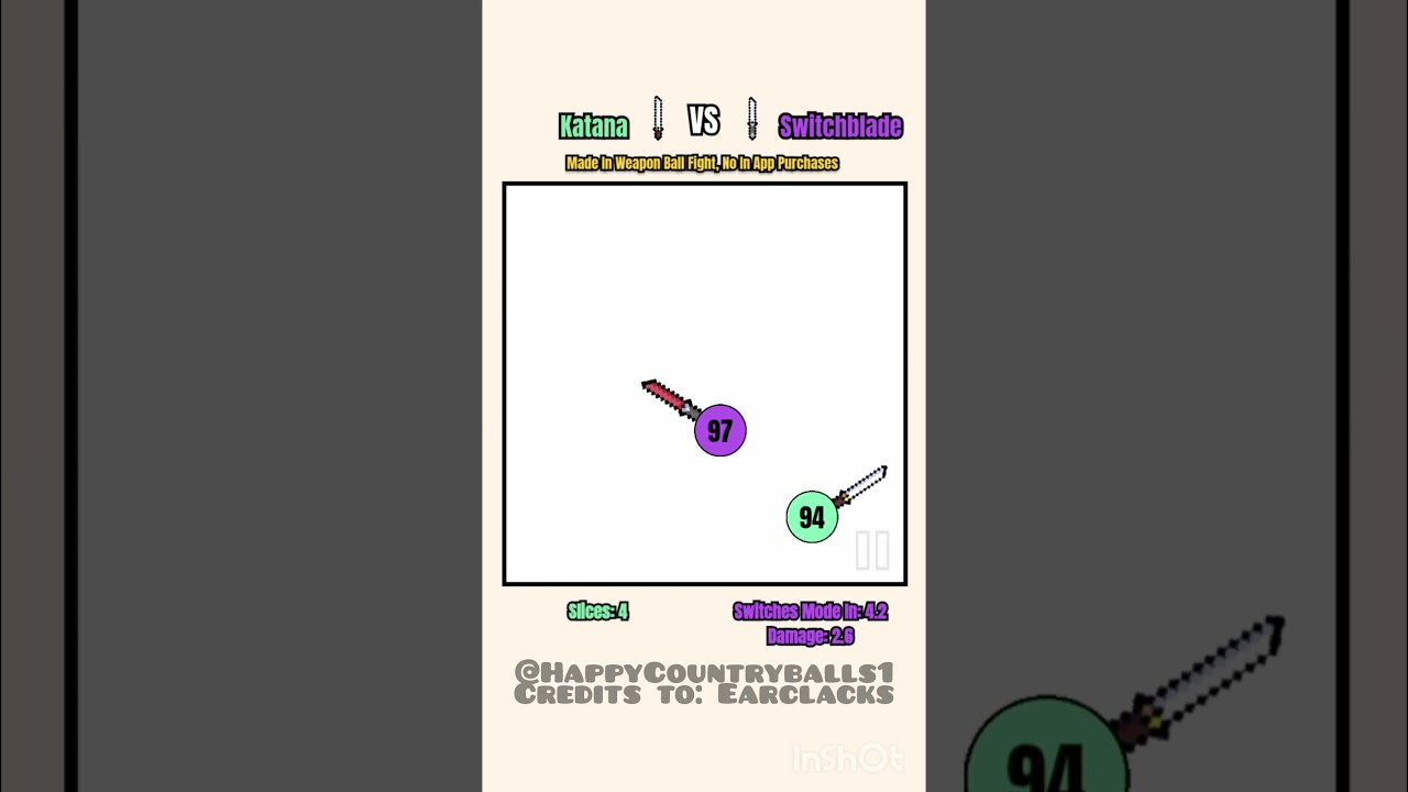 Katana ⛩️ VS Switchblade ♻️ | #earclacks #games #gaming #weaponball #gameplay
