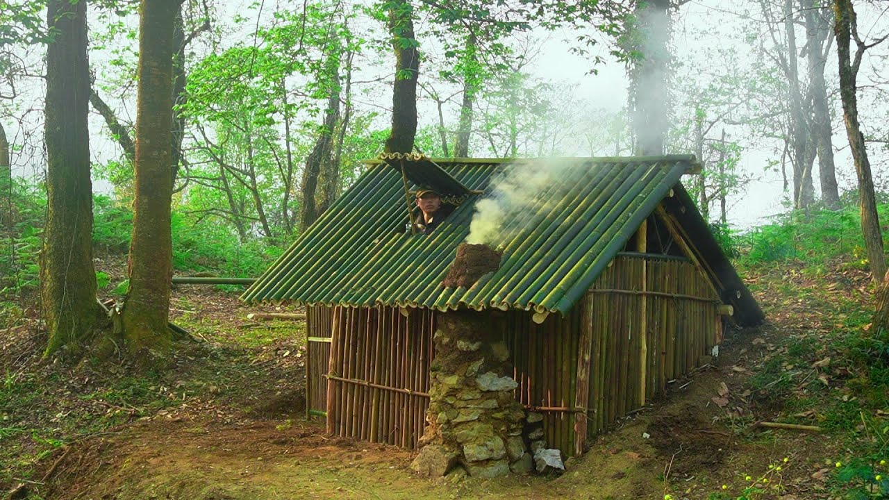 Full video: 30 days building a survival bamboo shelter | LSL Build Shelter