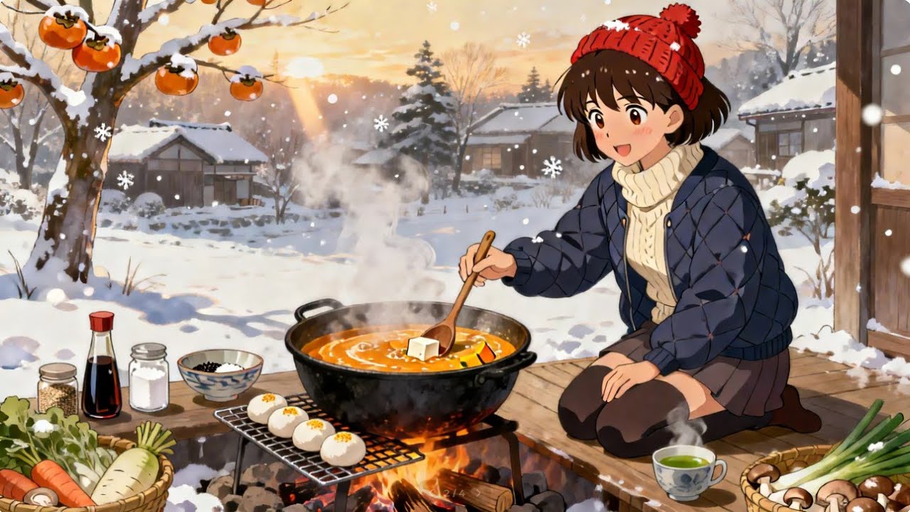 Warming Up: A Hot Meal on a Snowy Day | 60 Min Ghibli ASMR ❄️