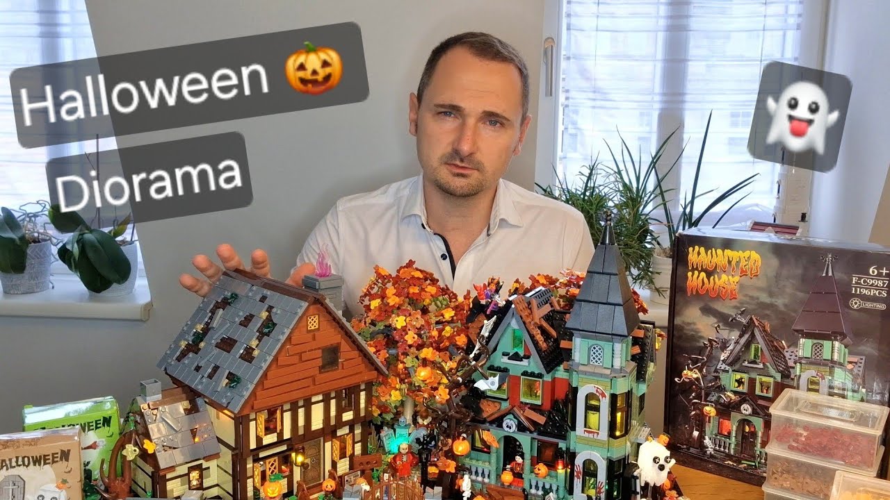 #Diorama - Halloween-Diorama mit YOYBLOXY F-C9987 Haunted House und Lego 21341 Hocus Pocus Haus