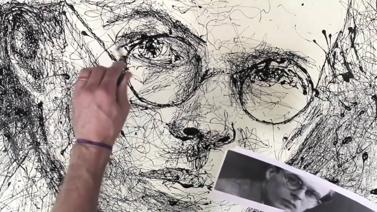 Drip Painting - Portrait of Aldous Huxley