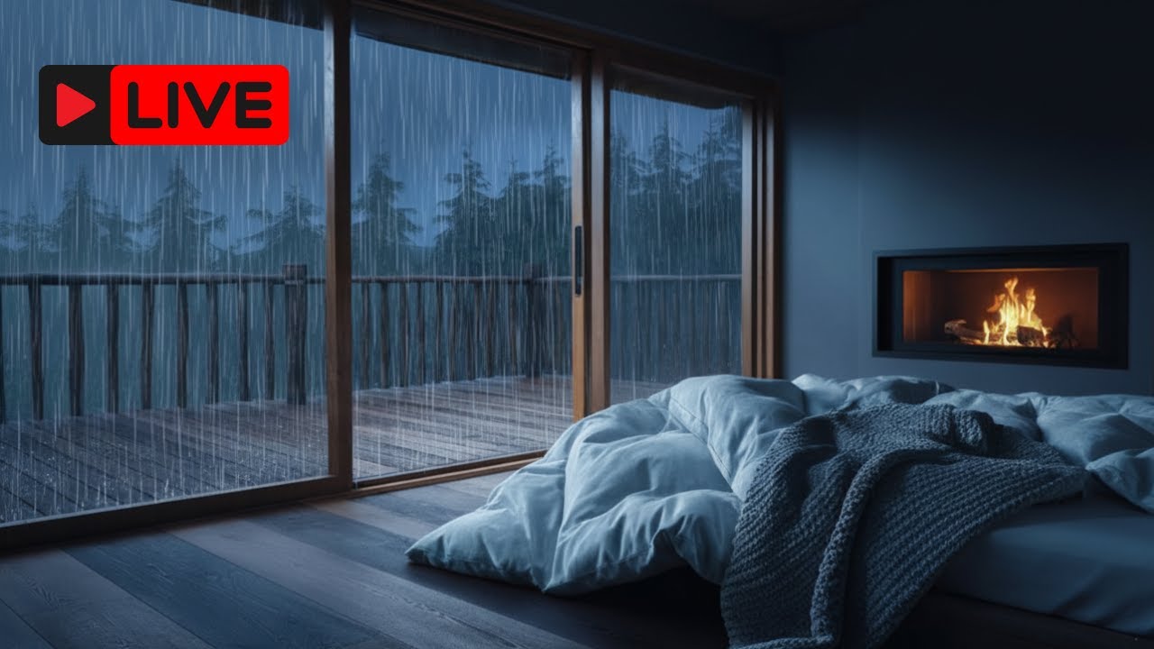 Rainy Night in a Forest Cabin