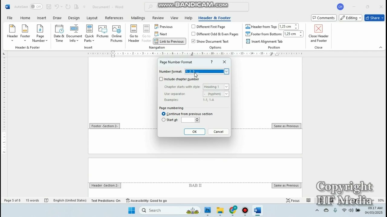 Membuat Nomor Halaman Berbeda pada Microsoft Word