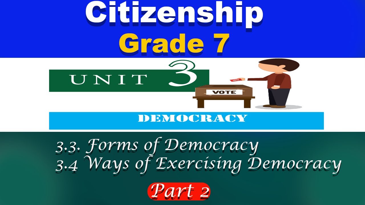 Grade 7 citizenship unit 3 part 2 | Democracy | Forms of democracy