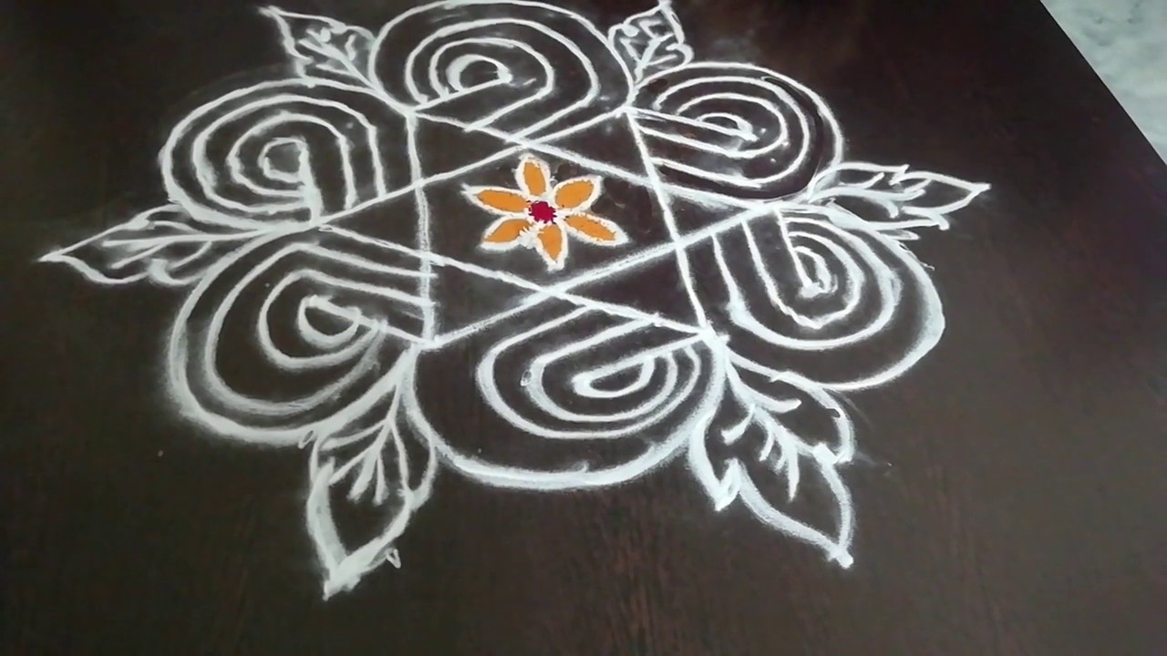 simple and easy daily kolam with 5x3 dots