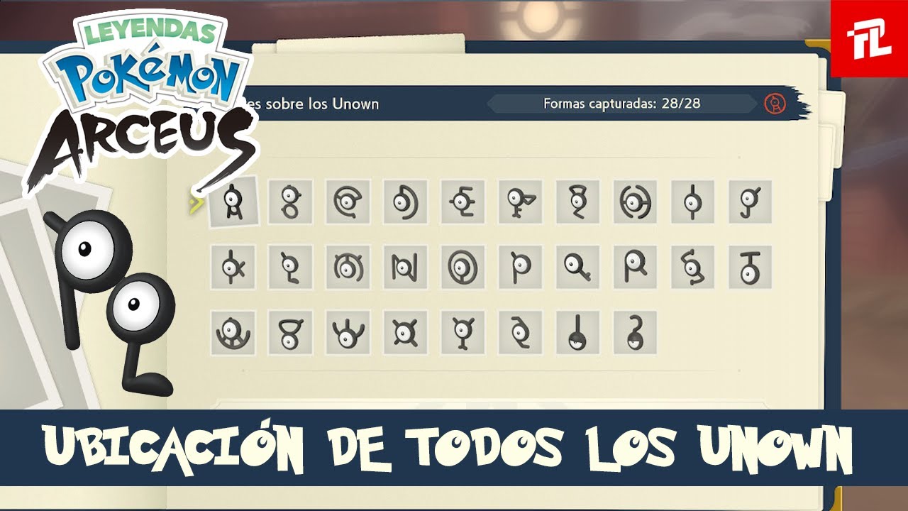 GUIA - Todas las ubicaciones y localización de los Unown en Leyendas Pokémon Arceus en español HD