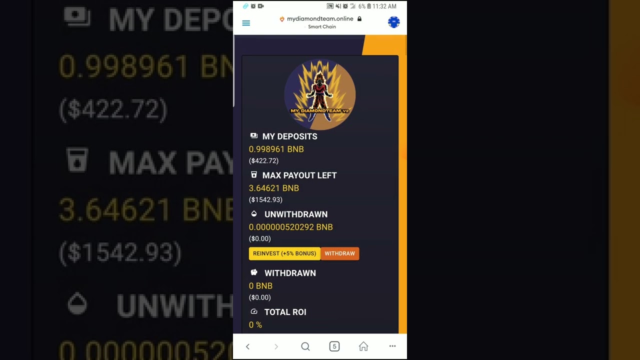 My Diamond Team V2! 1.5% daily paid out in bnb