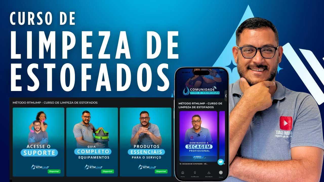 CURSO ONLINE DE LIMPEZA DE ESTOFADOS PARA INICIANTES COM TIAGO MARTINS