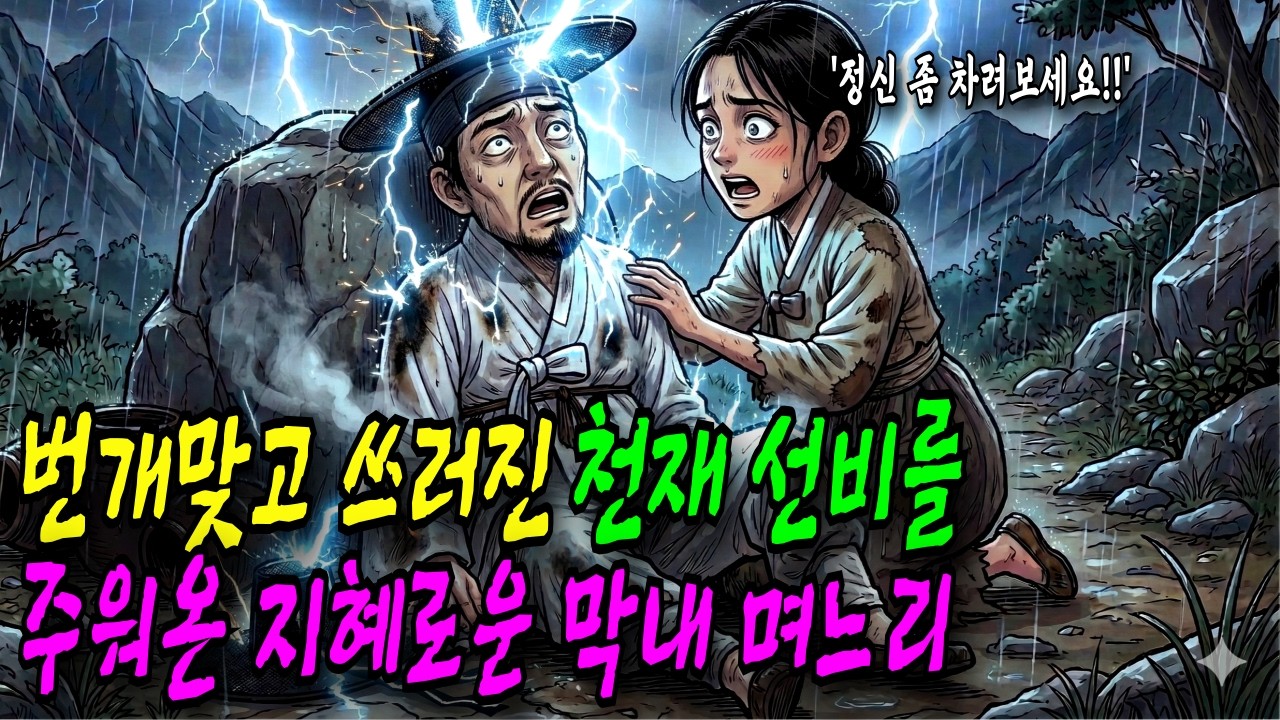 번개 맞고 쓰러진 천재 선비를 업고 십 리를 걸어 살려낸 가난한집 지혜로운 막내 며느리, 깨어난 남자 그려준 지도 한 장에 조선 팔도 부자들이 무릎 꿇는데..ㅣ옛날이야기ㅣ야담