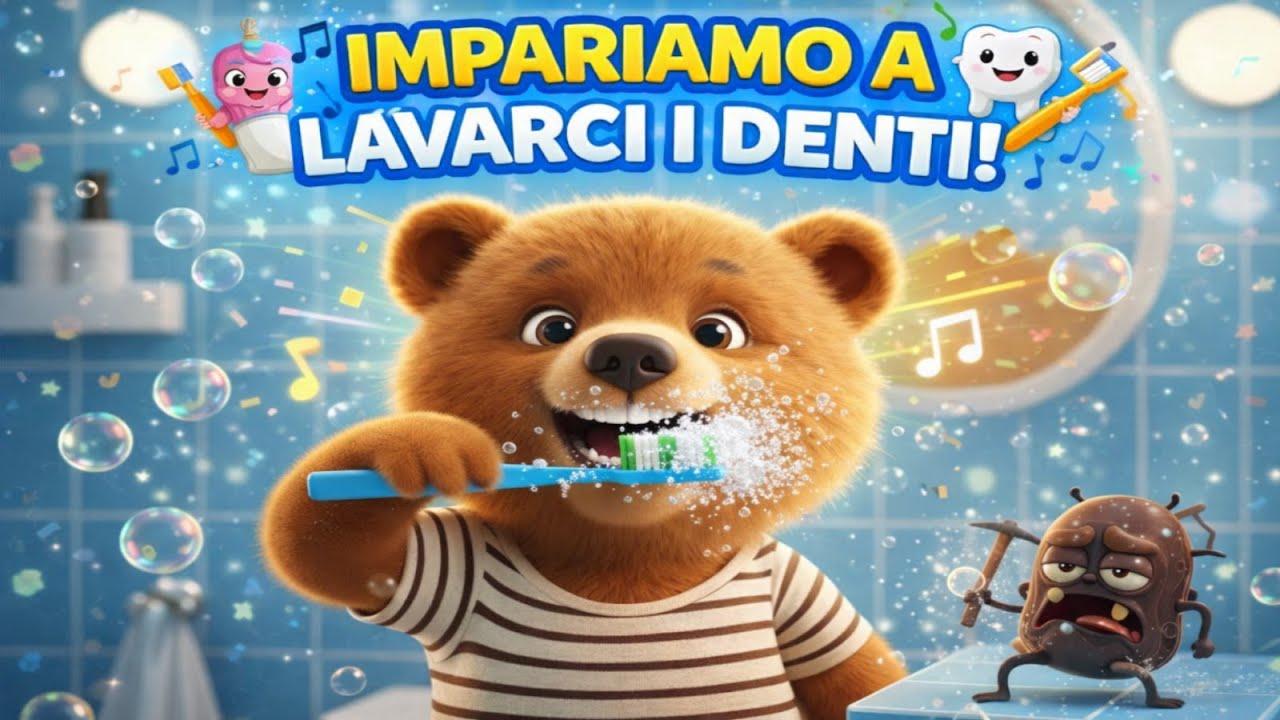La CANZONE per LAVARSI i DENTI! 🦷 Su e Giù: Via Carie e Brutti Sapori! 🎶 (Igiene Orale Bambini)