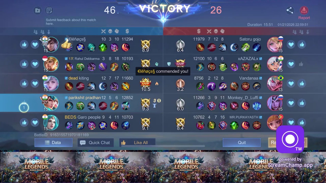 MOBILE LEGEND BANG BANG Indian || gaming live ||