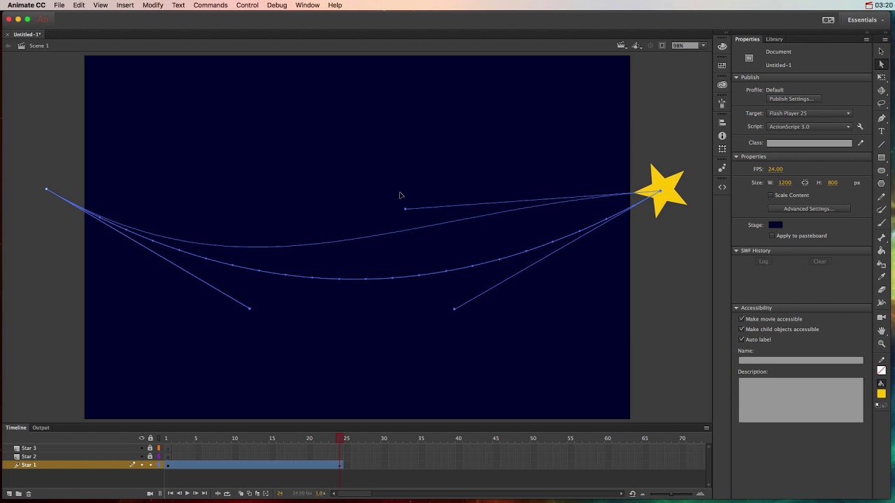 Animate CC — создание анимации движения