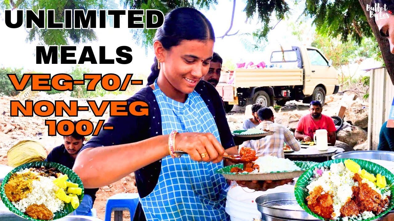 Cheapest Roadside Unlimited Meals | Indian Street Food | Street Food | Hyderabad Street Food |