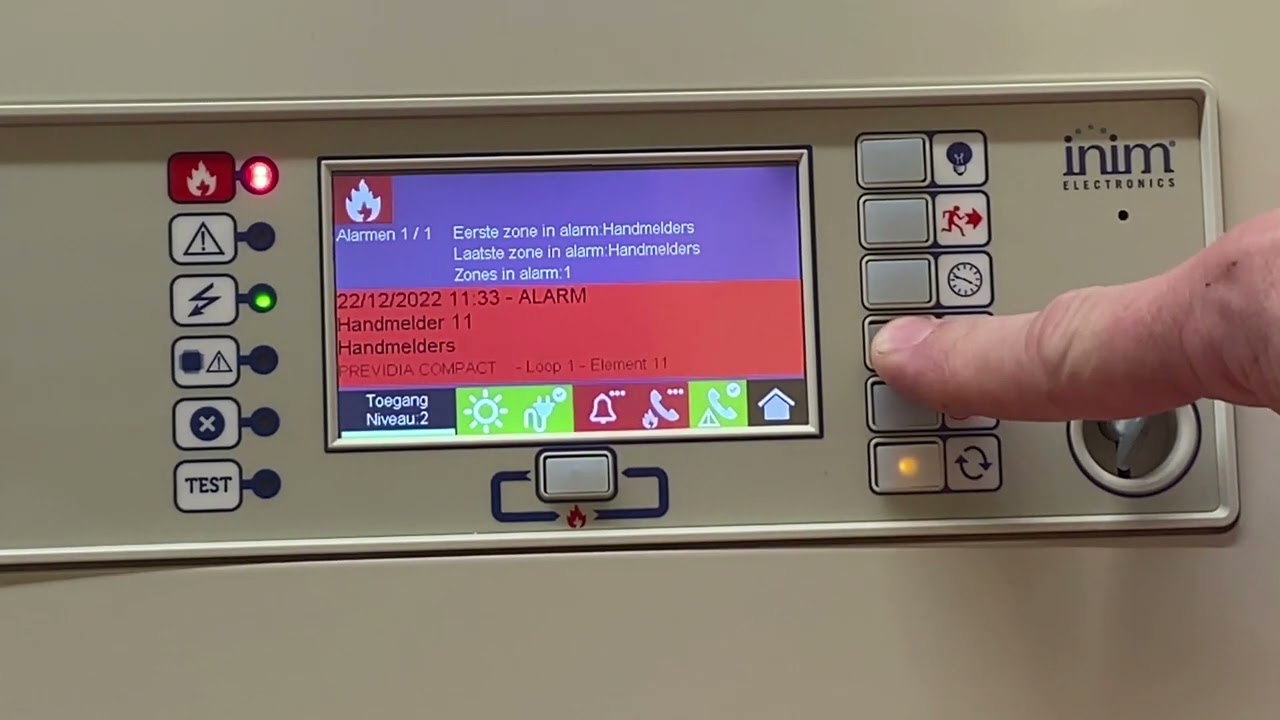 Inim Compact - Melding accepteren, stilzetten en resetten
