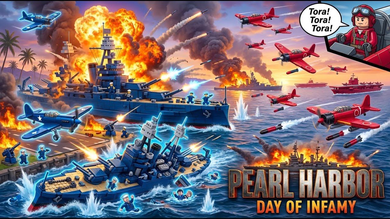 LEGO Pearl Harbor - BLUE vs RED Army Surprise Attack - Epic WW2 Battle ⚓💥