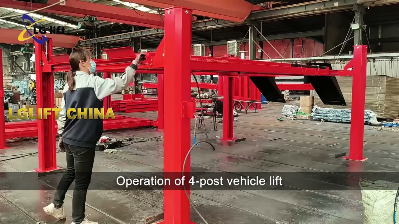 Operation of 4 post vehicle lift