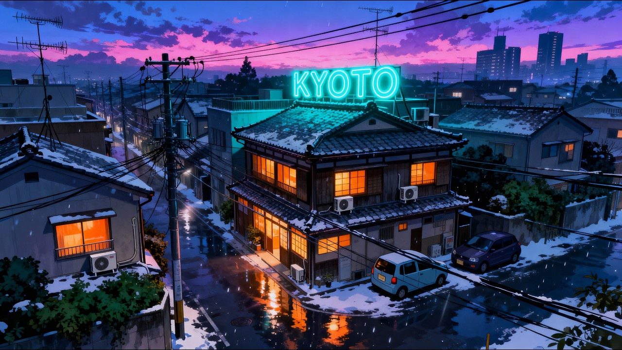 🌙 Kyoto Night LoFi – Chill Beats to Relax/Study to (Sleep Music) ❄️ Live