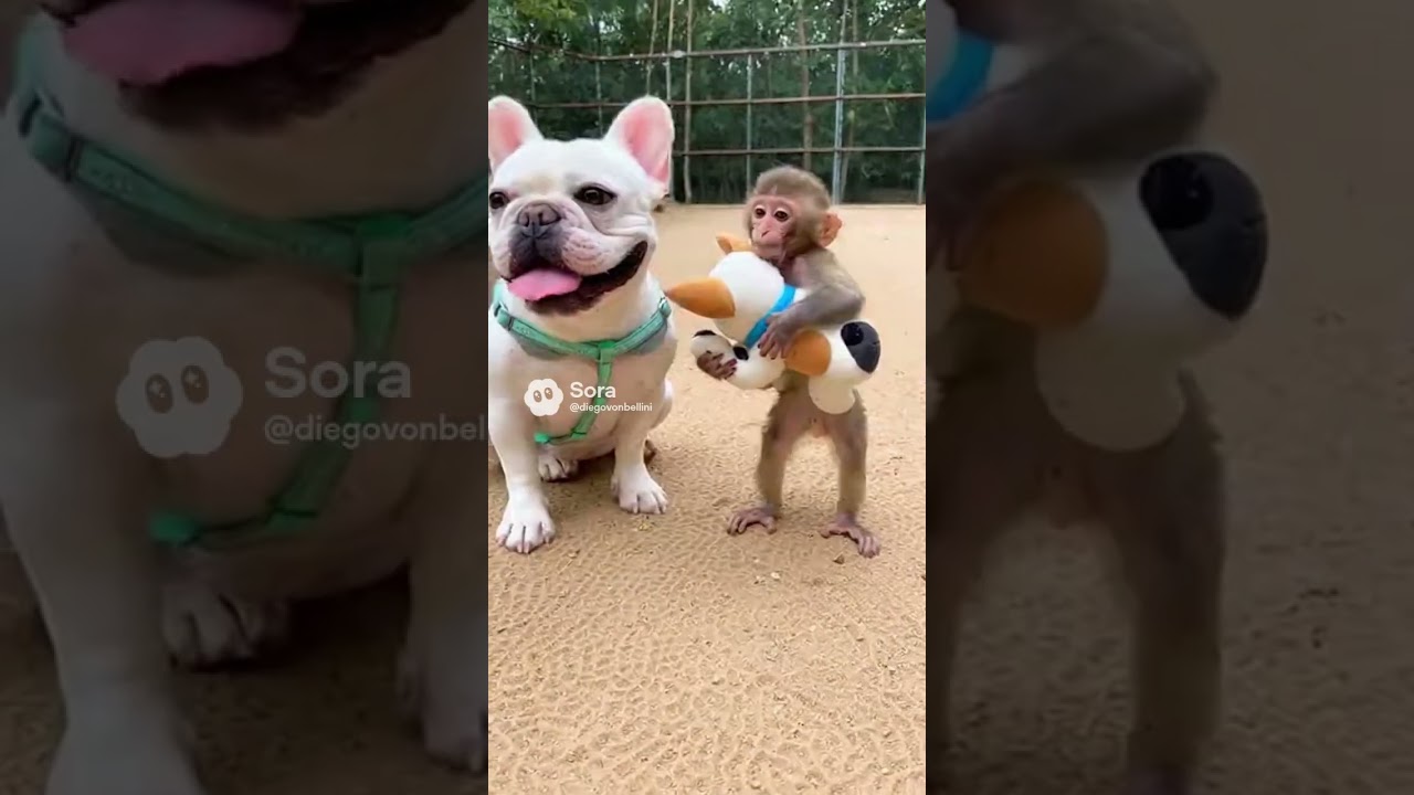 Pibbles Shares His Stuffed Toy With An Abandoned Apricot Monkey At The Zoo!