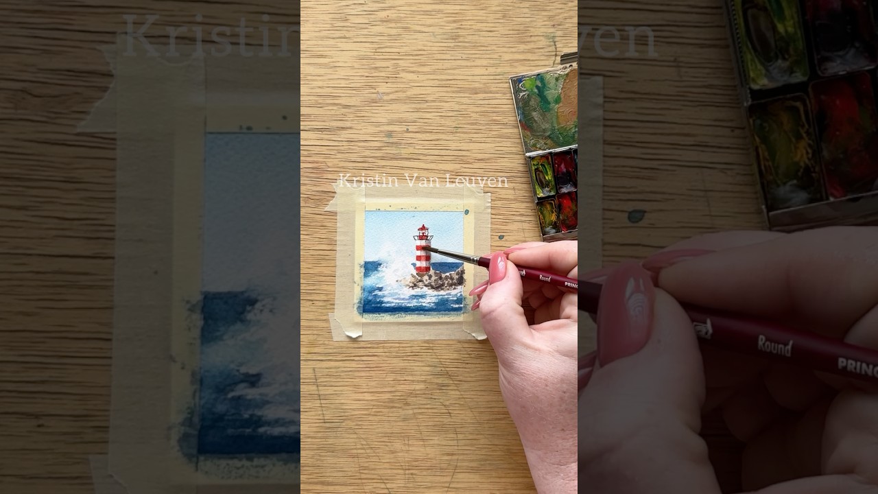 Watercolor lighthouse for painting 28
