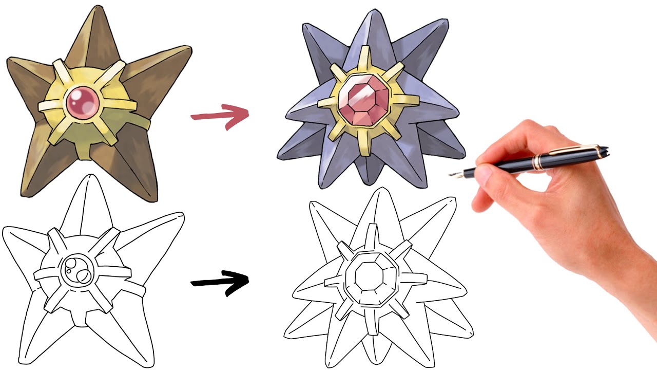 How To Draw STARYU and STARMIE POKEMON | Pokemon Evolution