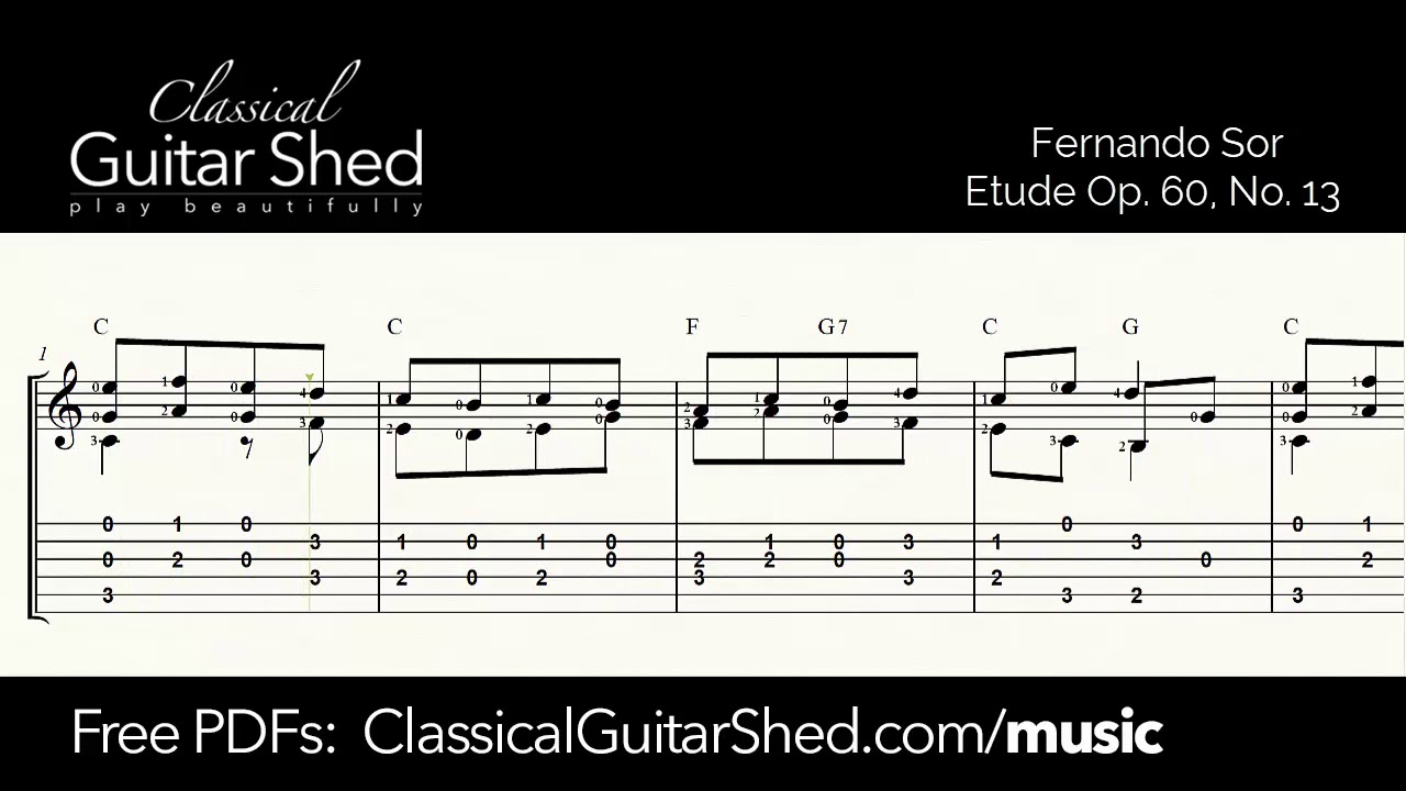 Sor: Etude Op.60 No.13 - Free sheet music and TABS for classical guitar
