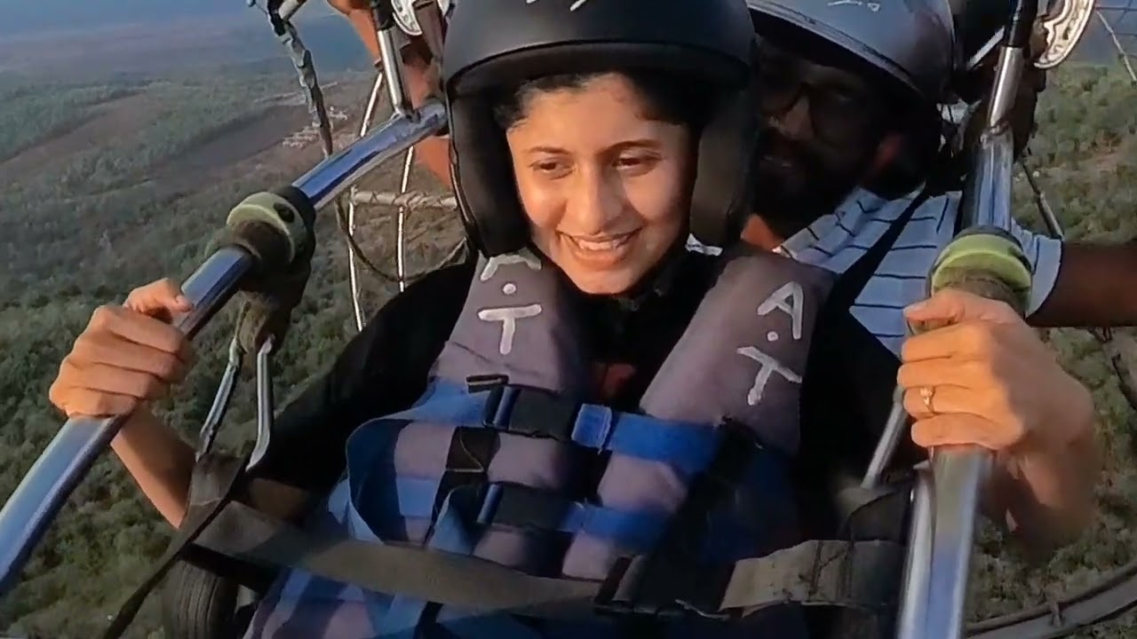 Ankita- Konkan hearted girl flying with me on my Paramotor at Devbag beach sangam point Malvan city
