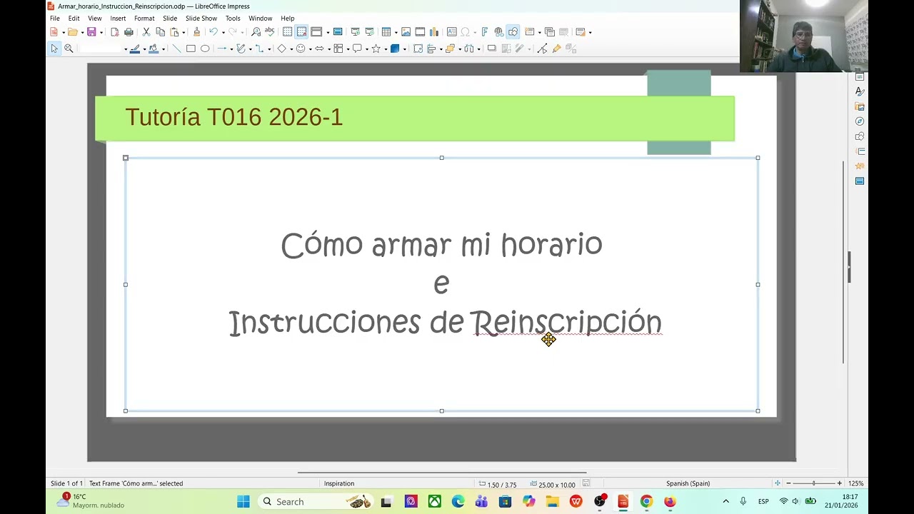 Armar Horario e Información Reinscripción. Tutoría T016