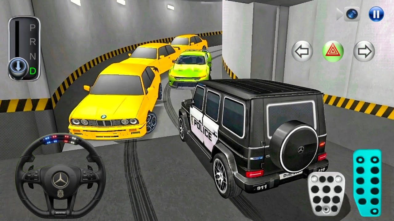 New Police Mercedes car Stuck in Parking Garage - 3D Driving Class car game 