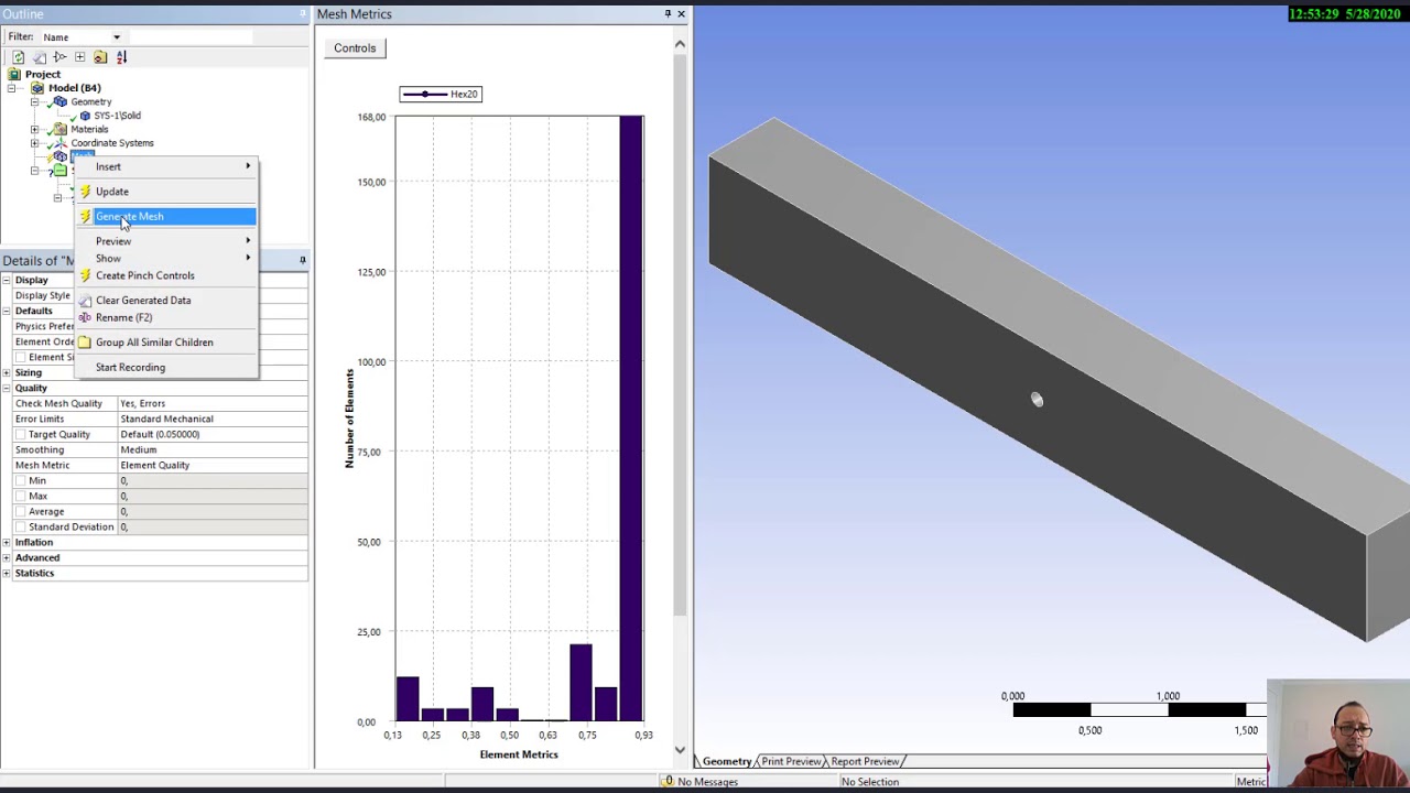 ANSYS - Tutorial 3.2 - Malha - Controles globais - exemplos