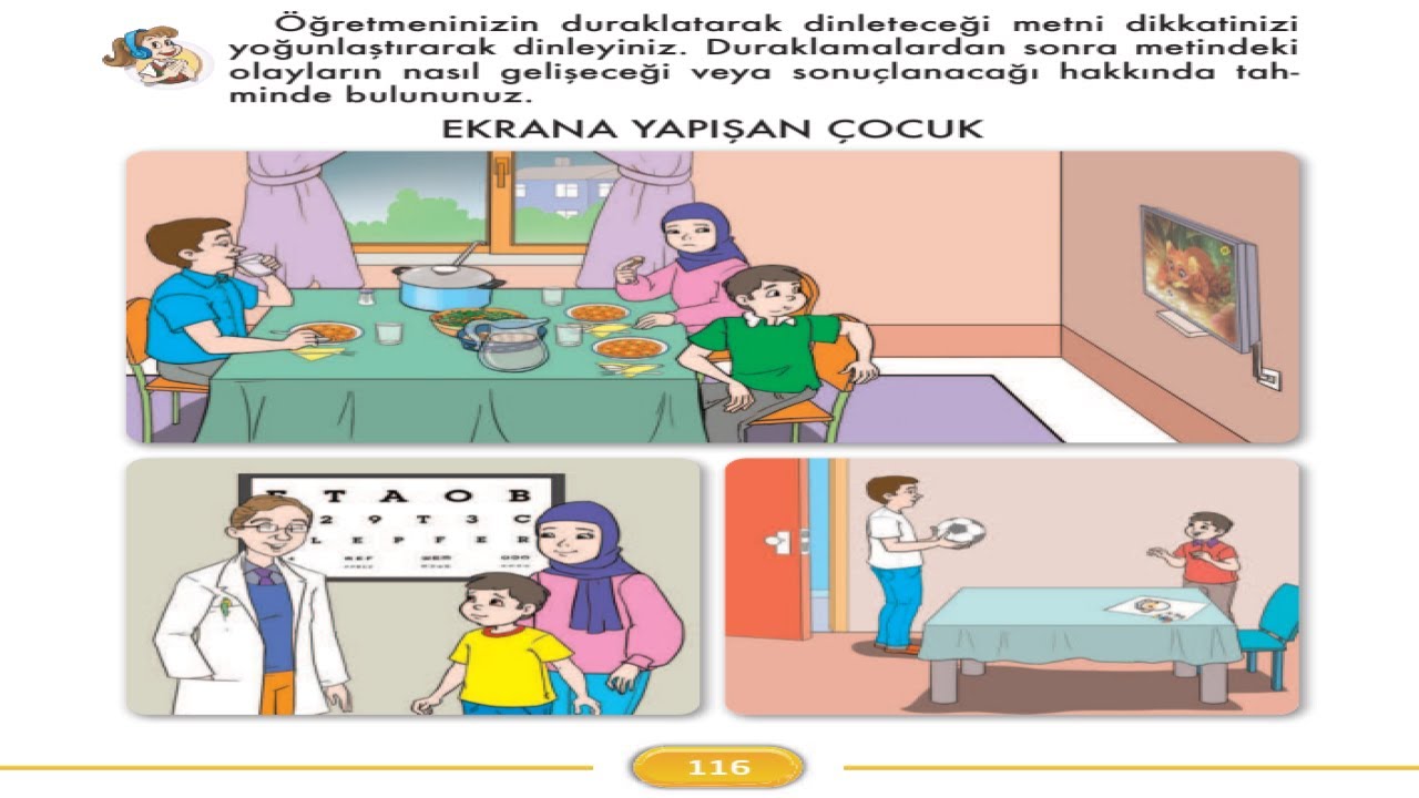 EKRANA YAPIŞAN ÇOCUK 3. SINIF 3. TEMA BİLİM VE TEKNOLOJİ SAYFA 116