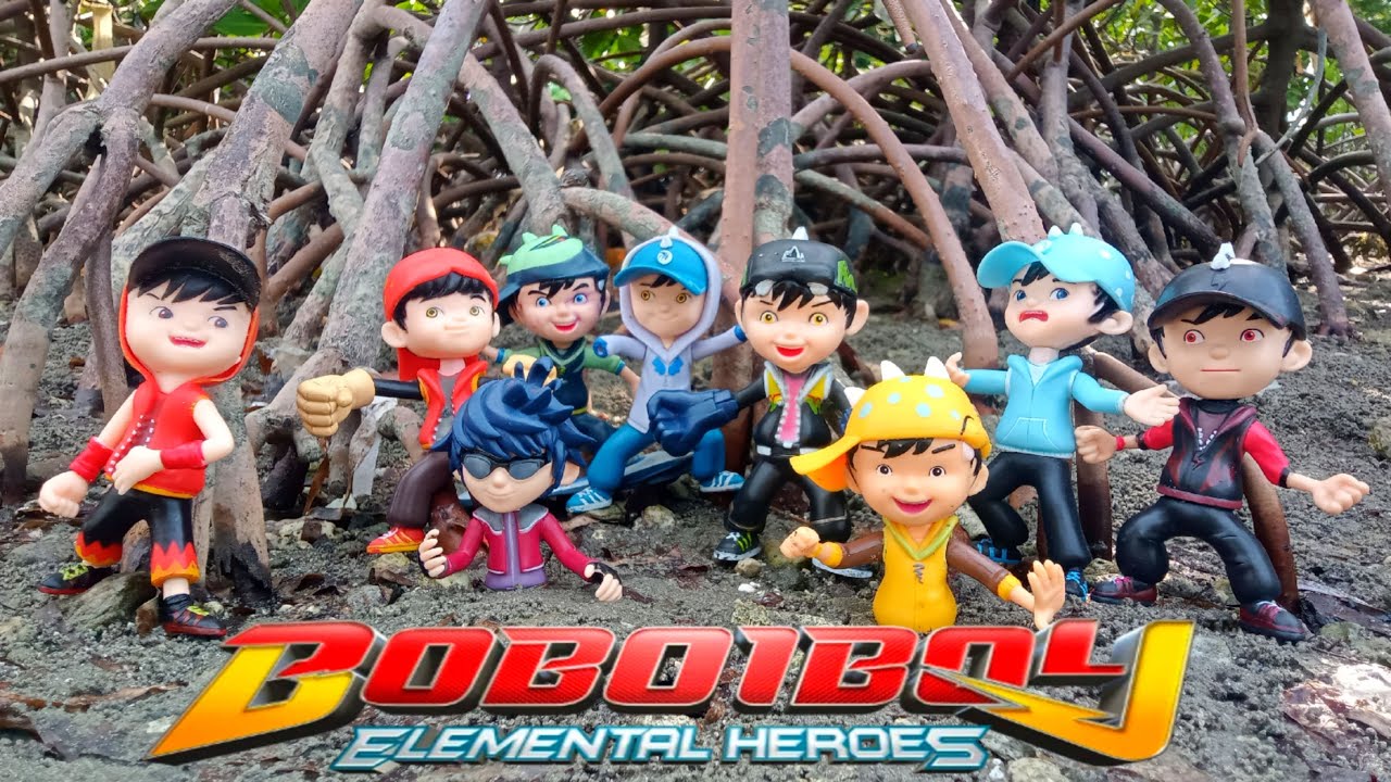 Menyelamatkan sahabat boboiboy semesta, terjebak dalam akar pohon mangrove di pinggiran pantai