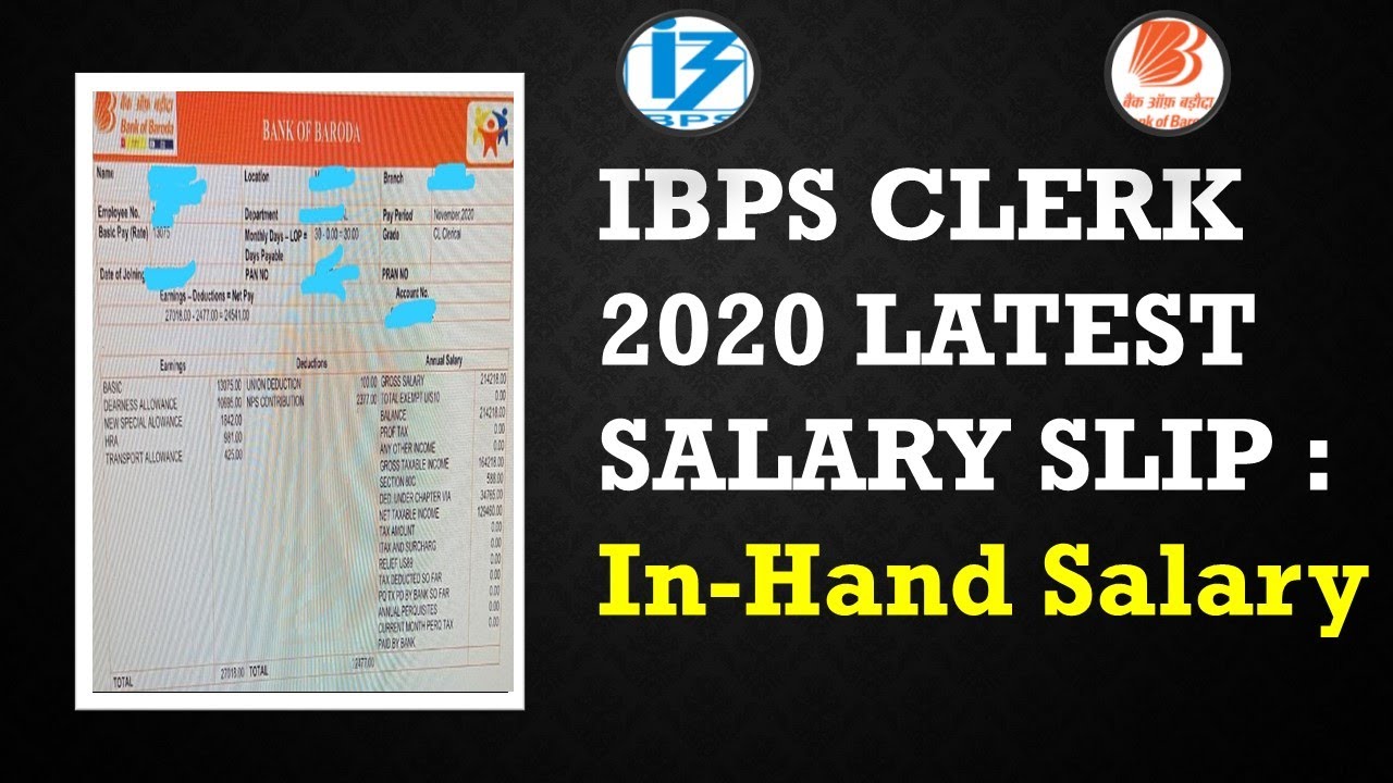 IBPS CLERK 2020 LATEST SALARY SLIP || IN-HAND SALARY || BOB CLERK SALARY 2020