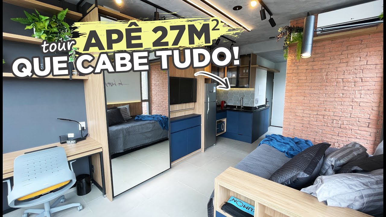 TOUR POR UM APÊ STUDIO DE 27m2 QUE COUBE TUDO  feat. @Studio M2 Arquitetura | GABY GARCIIA