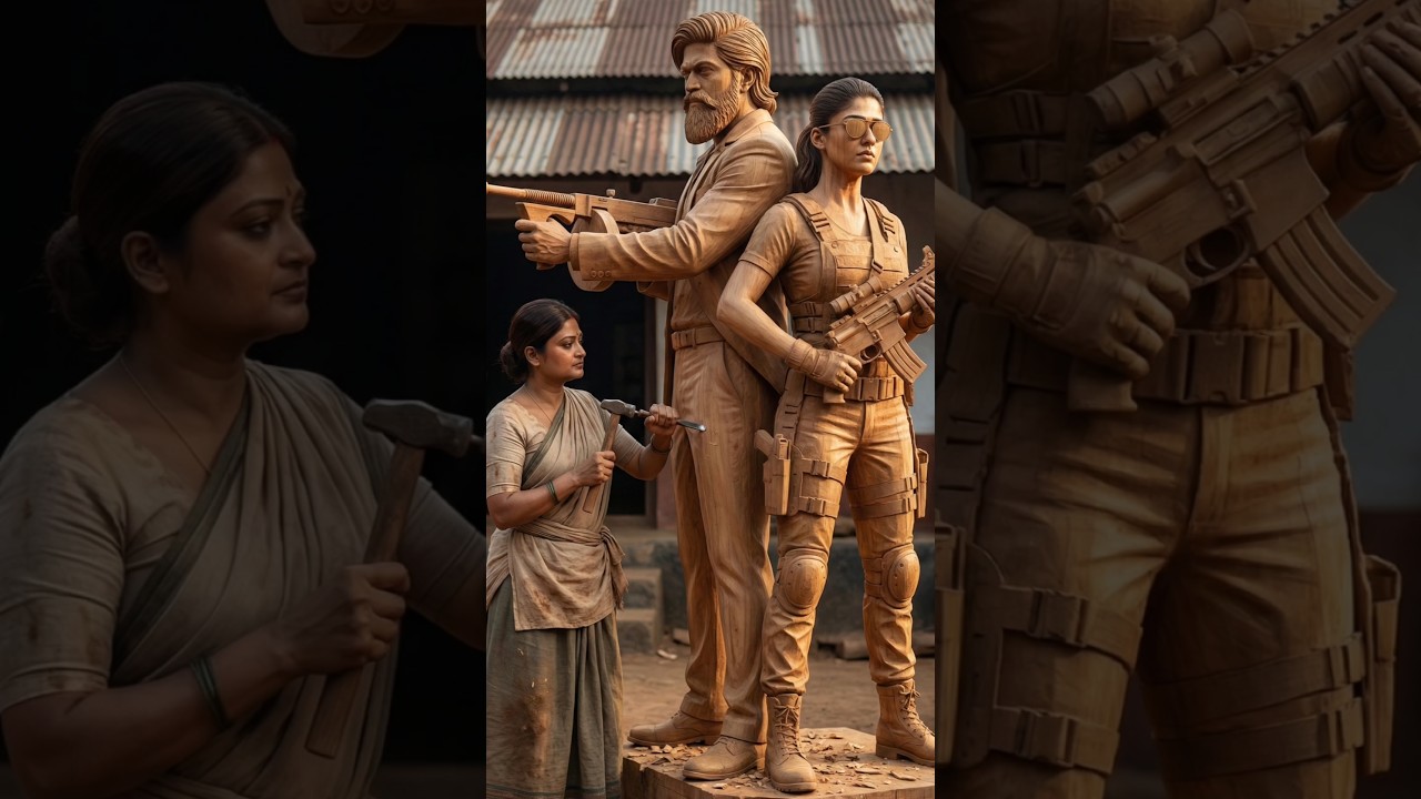 toxic Director Geetu Mohandas  🔥 Carving Yash & Nayanthara&rsquo;s &ldquo;Toxic&rdquo; Wooden Statue #ToxicMovie #Yash