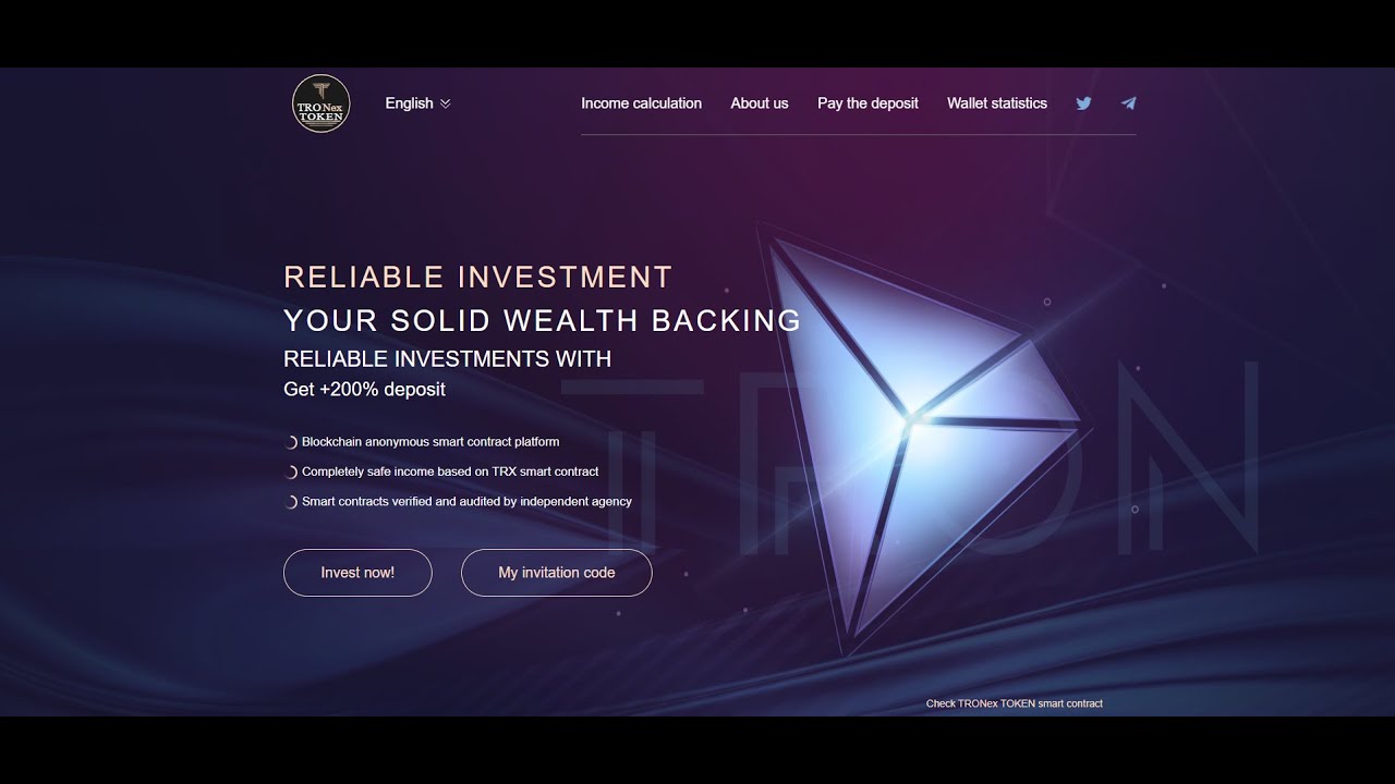 TroNEX Token. How we invest 2000 tron and get +200% deposit.