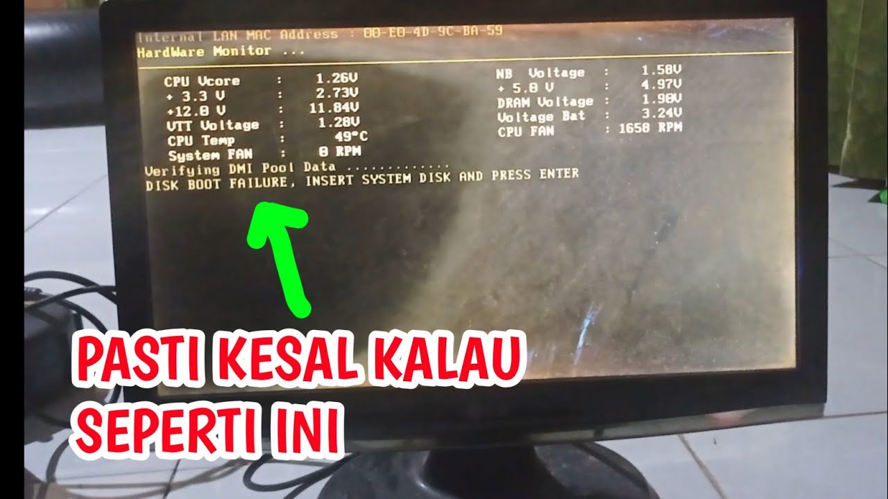 disk boot failure insert system disk and press enter