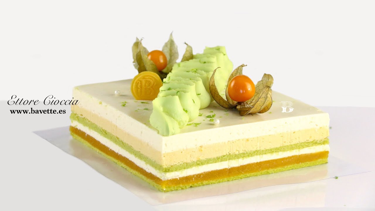Tarta exótica de Pistacho-Mango-Passión Fruit y Coco